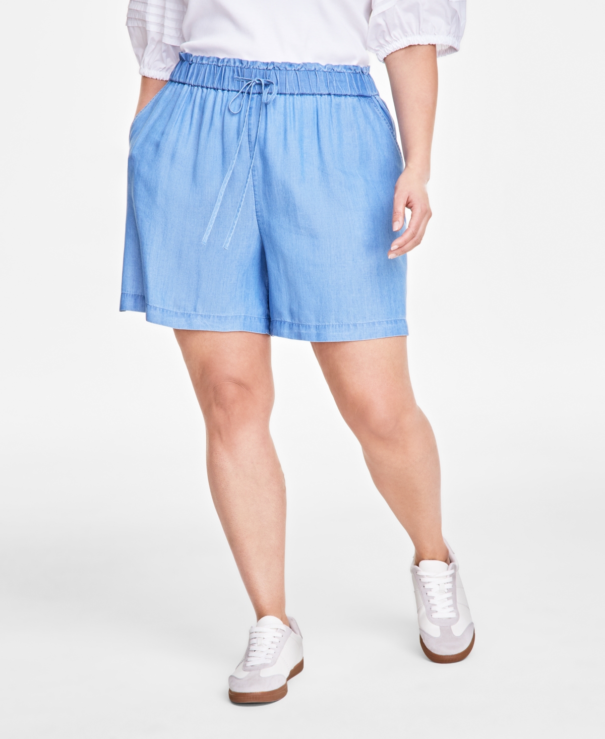 ON 34TH TRENDY PLUS DRAWSTRING-WAIST HIGH-RISE SHORTS, EXCLUSIVELY AT MACY'S 