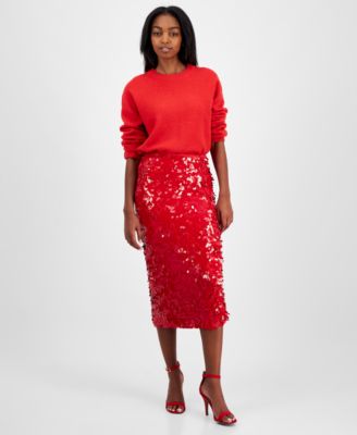 Womens Bowie Sweater Womens Amos Sequin Midi Skirt