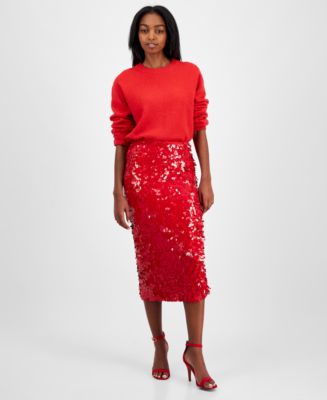 ASTR the Label Women's Amos Sequin Midi Skirt - Macy's