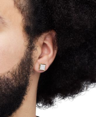 Men's Lab Grown Diamond Square Cluster Stud Earrings (1/2 ct. t.w.) in 10k Gold