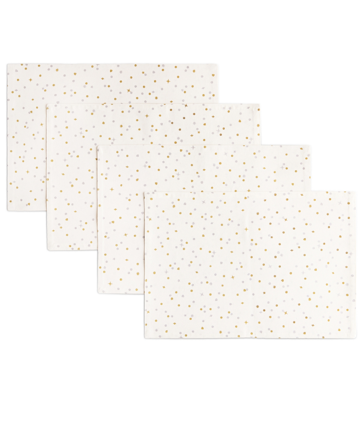 Celebration Confetti Dot Placemat 13" x 19", Set of 4 - Ivory/Gold/Silver