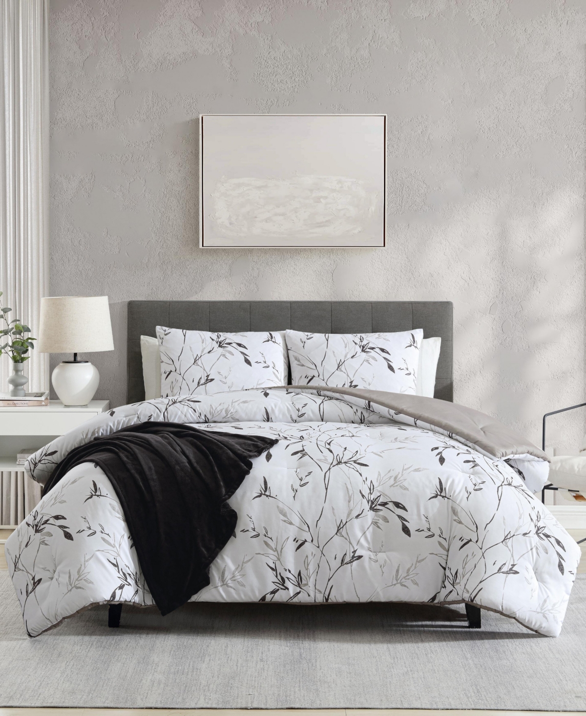 Kenneth Cole New York Closeout!  Ink Wash Vine 3-pc. Comforter Set, Twin In White