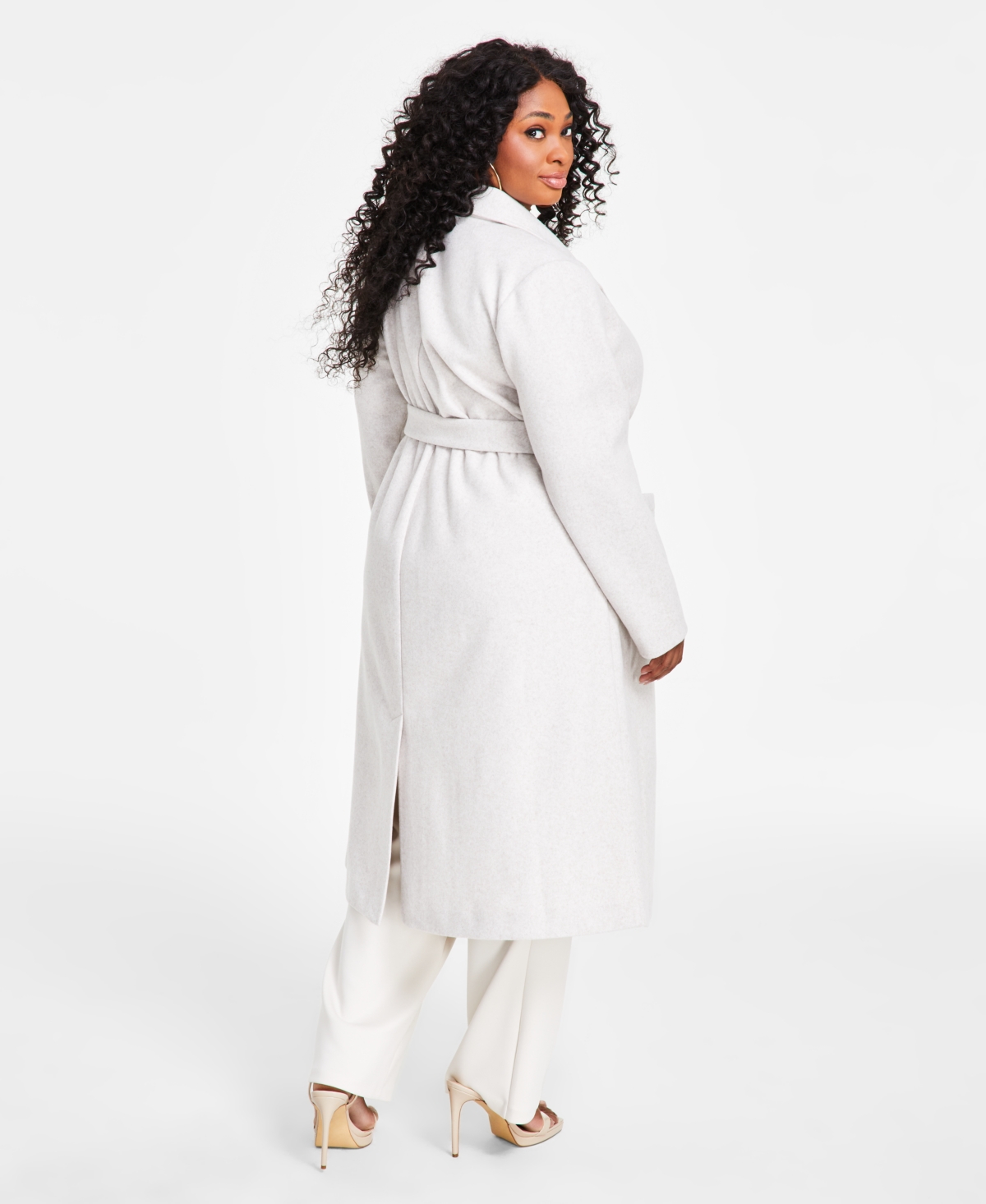 Nina Parker Trendy Plus Size Belted Trench Coat