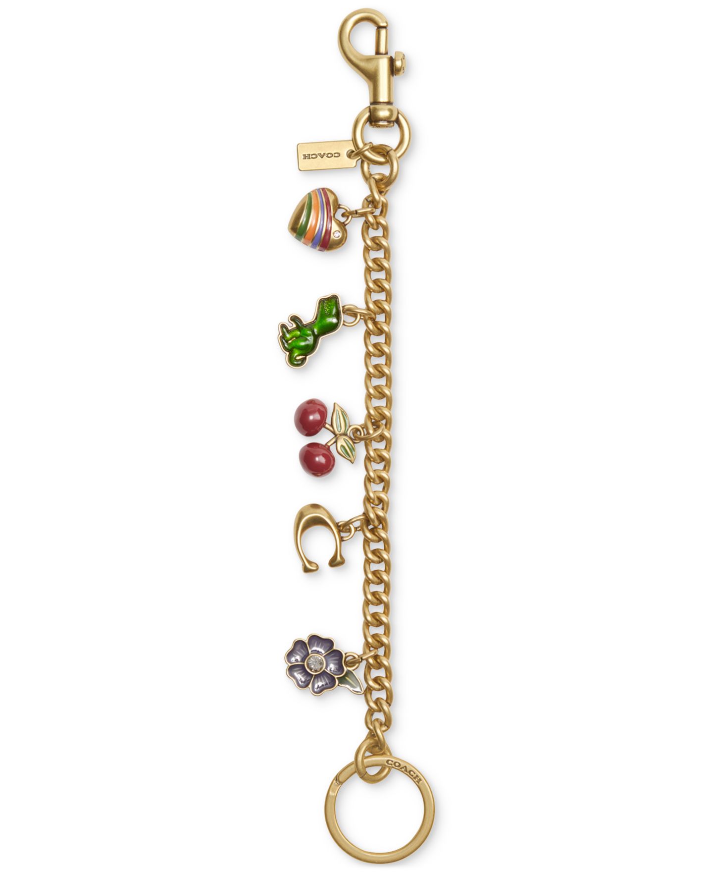 Женский брелок COACH Motif Chain Bag Charm, цвет: Латунный / Разноцветный — фото 1