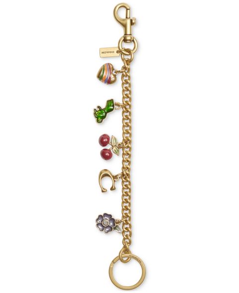 Женский брелок COACH Motif Chain Bag Charm, цвет: Латунный / Разноцветный