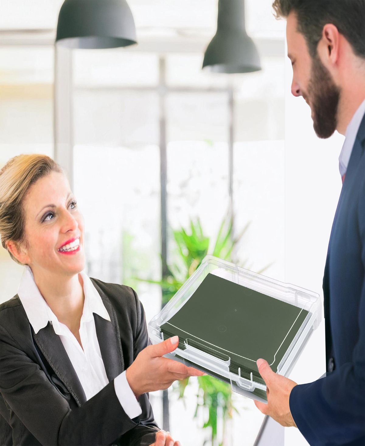 Sorbus Single-Piece Wide Hanging File Organizer BPlastic Stackable for Document Storage - Clear