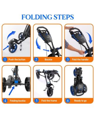 Foldable 3-Wheel Golf Push Cart with Deluxe Scorecard Holder and Cup Holder