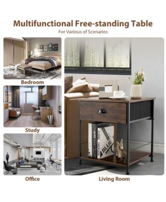 2PCS 2-tier Nightstand Bedside End Sofa Coffee Table Bedroom Living Room