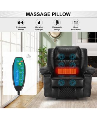 Leather Massage Recliner with Breathable Fabric