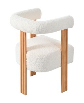 Mid-Century Barrel Accent Chair, Boucle White