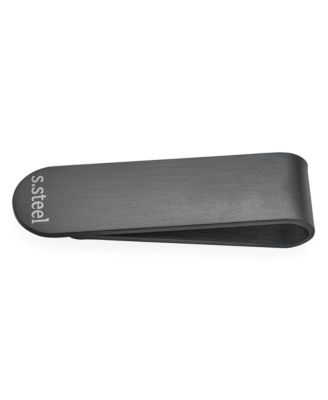 Two Tone Asian Style Black Grey Slender Strong Dragon Money Clip Card Holder Gift Father Laser Etched Black IP Stainless Steel