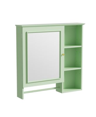 Wall Mounted Bathroom Storage Cabinet, Medicine Cabinets with large mirror door, adjustable shelves and three open storage levels(Not Include Bathroom Vanity)