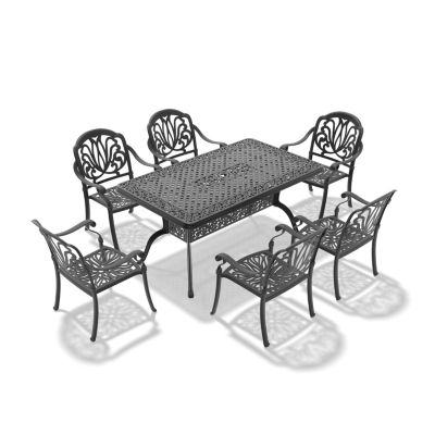 (Cushions In Random Colors)7-Piece Set Of Cast Aluminum Patio Furniture With Cushions