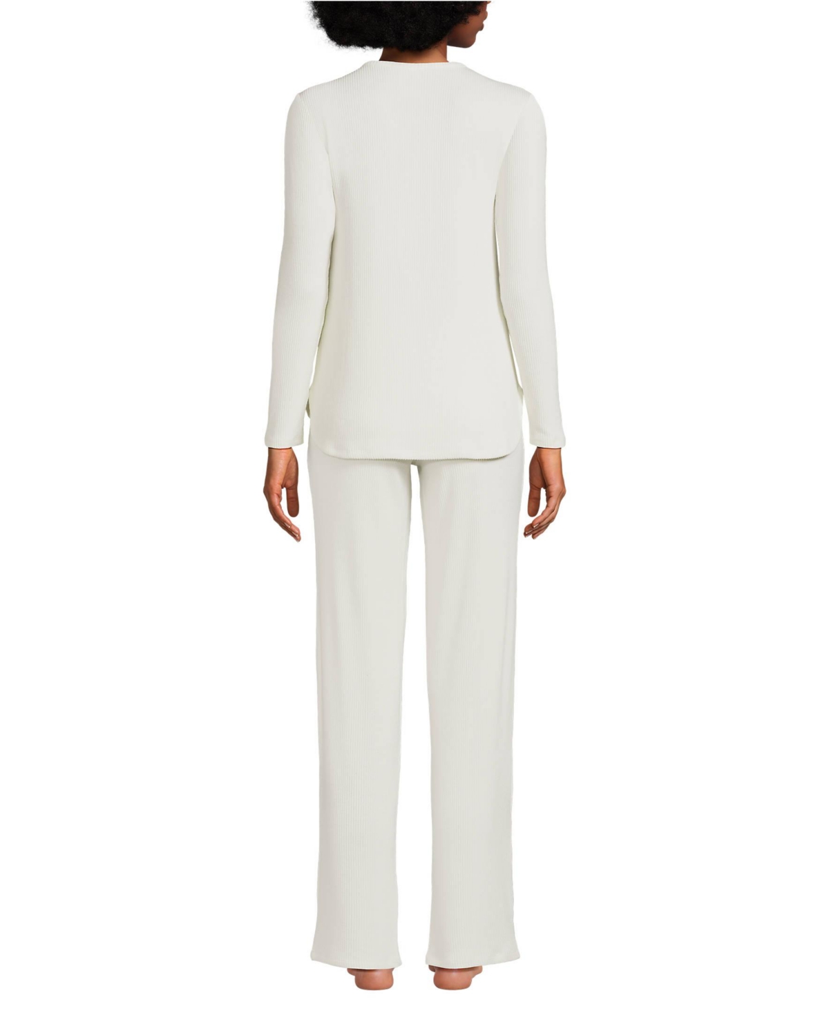 Lands' End Women's Cozy 2 Piece Pajama Set - Long Sleeve Top and Pants