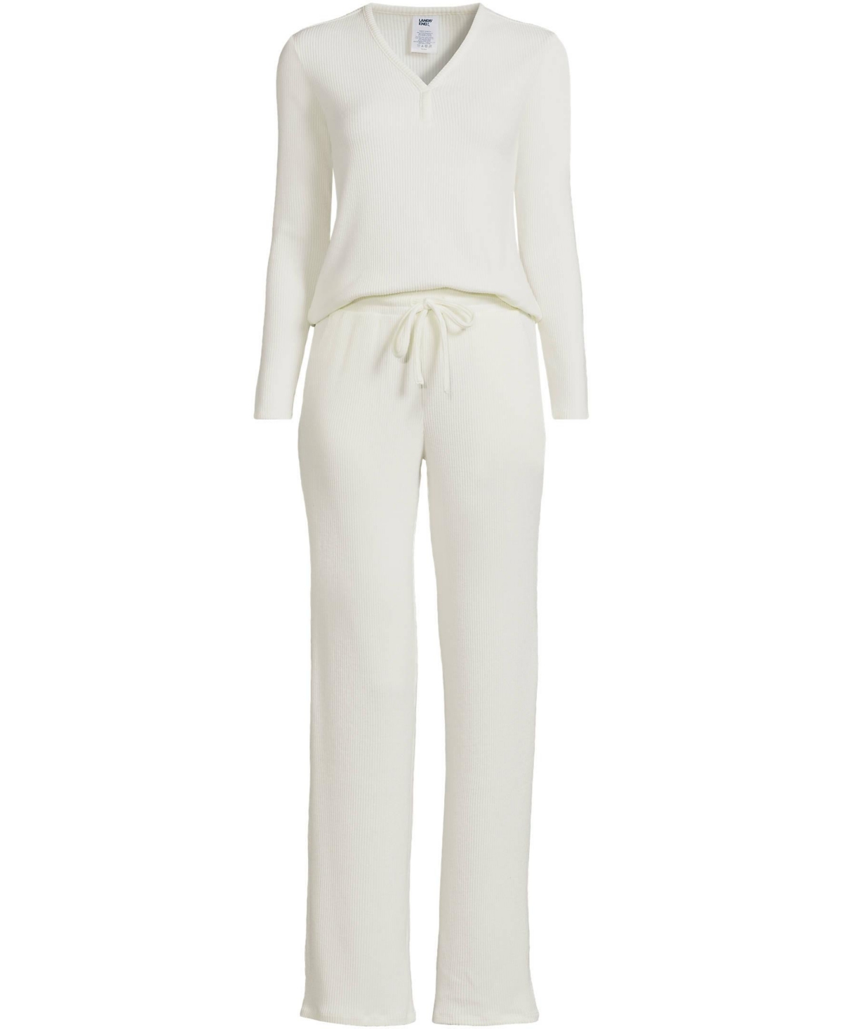 Lands' End Women's Cozy 2 Piece Pajama Set - Long Sleeve Top and Pants
