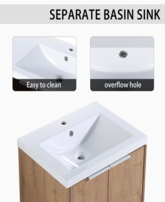 60" plywood Wall-Mounted Bathroom Vanity with Sink and Storage