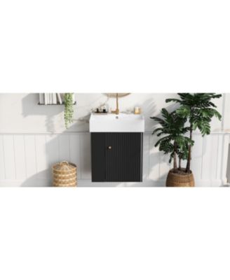 Modern 21.6" Floating Bathroom Vanity with Ceramic Basin (Left)