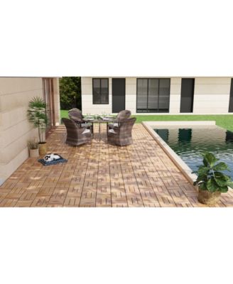 Streamdale 10PCS 12" Striped Acacia Deck Tiles