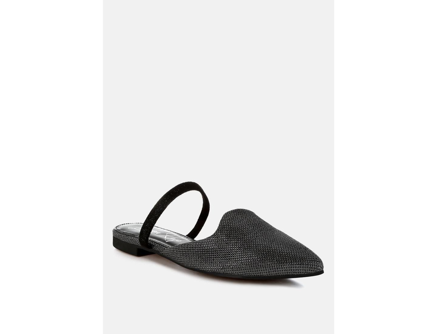 Женские сабо London Rag Twiggy Glitter Faux Leather Flat Mules, цвет: Чёрный — фото 3