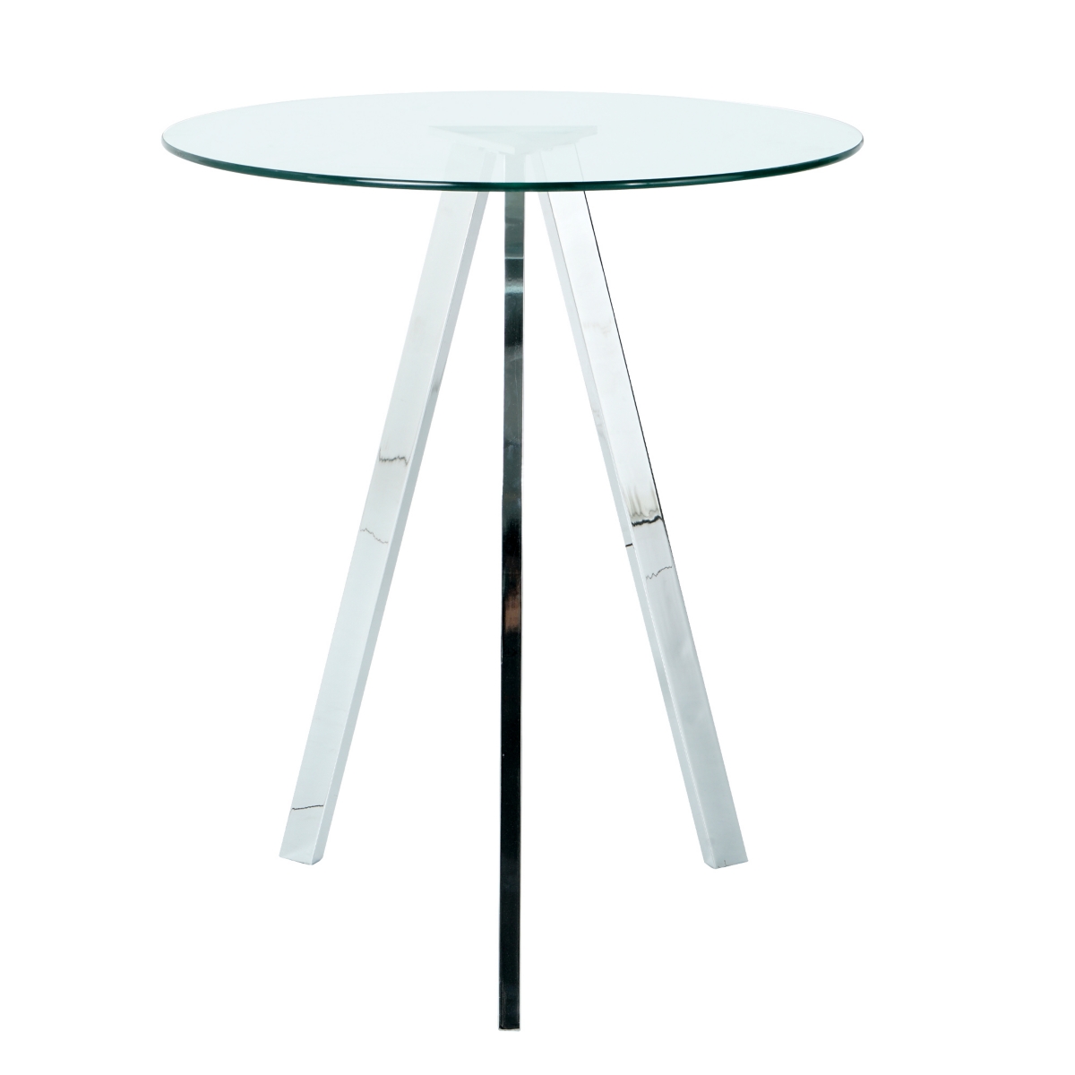 Streamdale Furniture Simplie Fun Modern Kitchen Glass dining table Round Tempered Glass Bar Table top, Clear Bar Table Metal Legs, electroplated legs