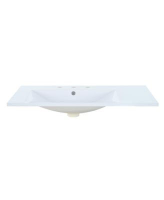 36" Single Bathroom Basin Sink, Left Offset Sink Vanity Top Only, 3-Faucet Holes, Resin
