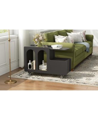 Streamdale Rolling Side Table with Drawer, Cream and Black