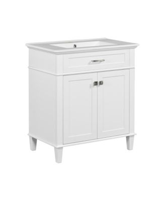 30" Vanity with Ceramic Basin and Adjustable Shelves