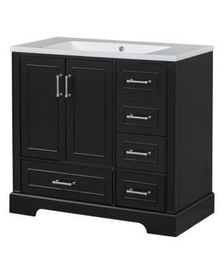 36" Black Traditional Vanity with Resin Sink Combo