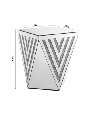 Crystal-Inlaid Mirror Side Table for Living Room