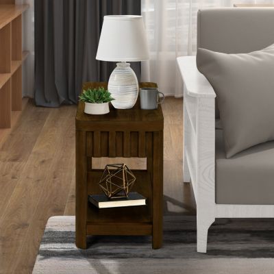 Farmhouse End Table with Storage & Solid Legs