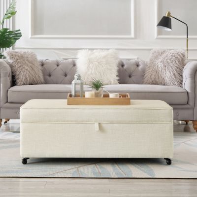 Modern Ottoman with Storage and Wheels