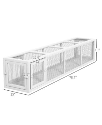 Outdoor Cat Tunnel with Extendable Design, 79" L Wooden Cat Run with Weather Protection, Connecting Inside and Outside, for Deck Patios, Balconies, White