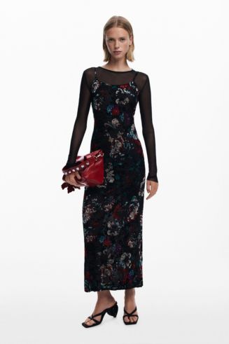 desigual mesh dress Long Mesh Dress multicolour Women's I Desigual.com