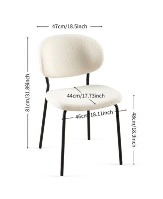Beige Boucle Dining Chairs (Set of 2) with Metal Legs