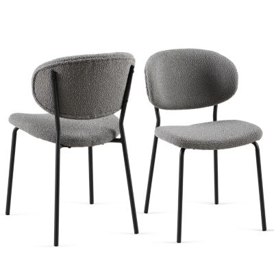 Grey Boucle Dining Chairs (Set of 2)
