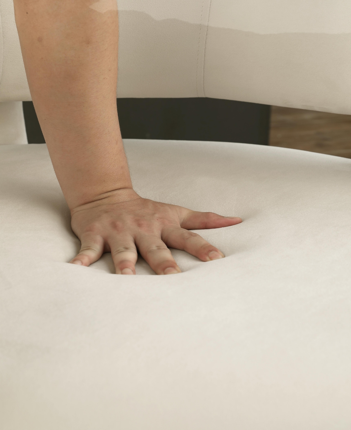 Simplie Fun Stylish Barrel Accent Chair: Curved Arms, Waterfall Seat, Hollow Backrest