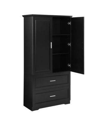 Streamdale Modern Black Bathroom Cabinet with Adjustable Shelf