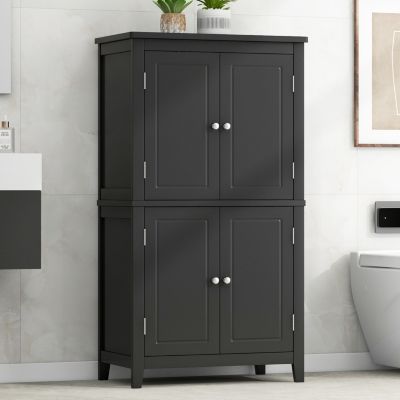 Freestanding 4-Door Bathroom Storage Cabinet