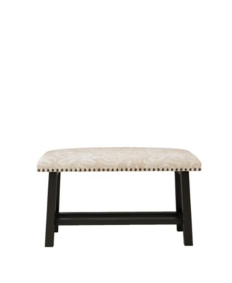 39" Vintage, Linen with Upholstered Bench Seat, Rustic Wood Legs for Bedroom, Living Room, Beige