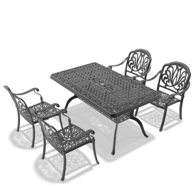 (Cushions In Random Colors)5-Piece Set Of Cast Aluminum Patio Furniture With Cushions