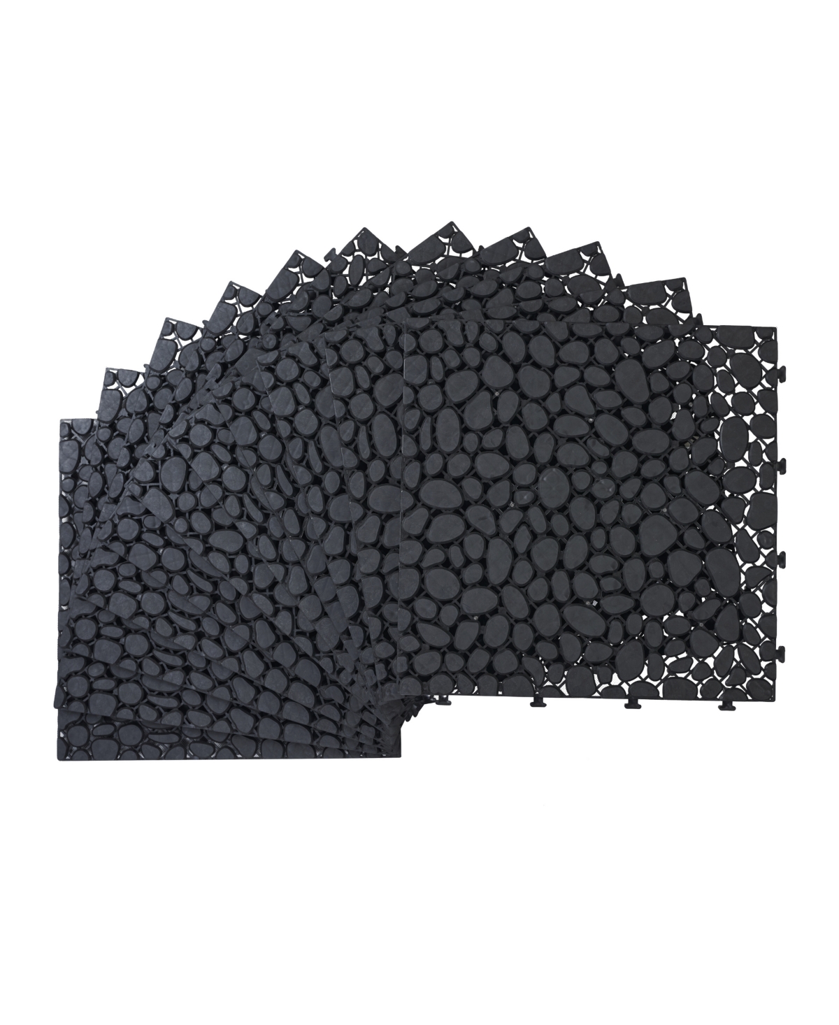 12 x 12 Inch Black Interlocking Deck Tiles Plastic Waterproof Outdoor All Weather Anti-slip Bathroom Shower Balcony Porch Strong Weight Capacity Upto