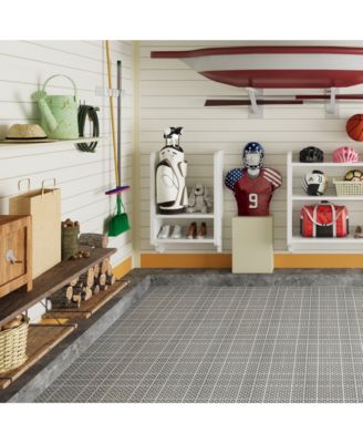 12 x 12 Inch Gray Interlocking Deck Tiles Plastic Waterproof Outdoor All Weather Anti-slip Bathroom Shower Balcony Porch Strong Weight Capacity Upto 6613 LBS, Rosette Pattern Pack of 60