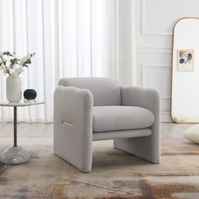 Teddy Fabric Armchair with Metal Accents