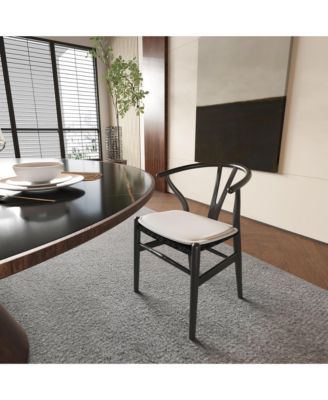 Wishbone Chairs for Dining Room, Soild Wood Weave Dining Chair, Armchair, Fully Assembled, Set of 2