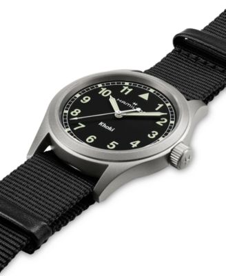 Men's Swiss Khaki Field Black Textile Strap Watch 38mm