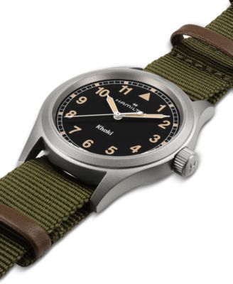 Men's Swiss Khaki Field Green Textile Strap Watch 38mm