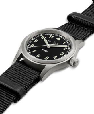 Women's Swiss Khaki Field Black Textile Strap Watch 33mm