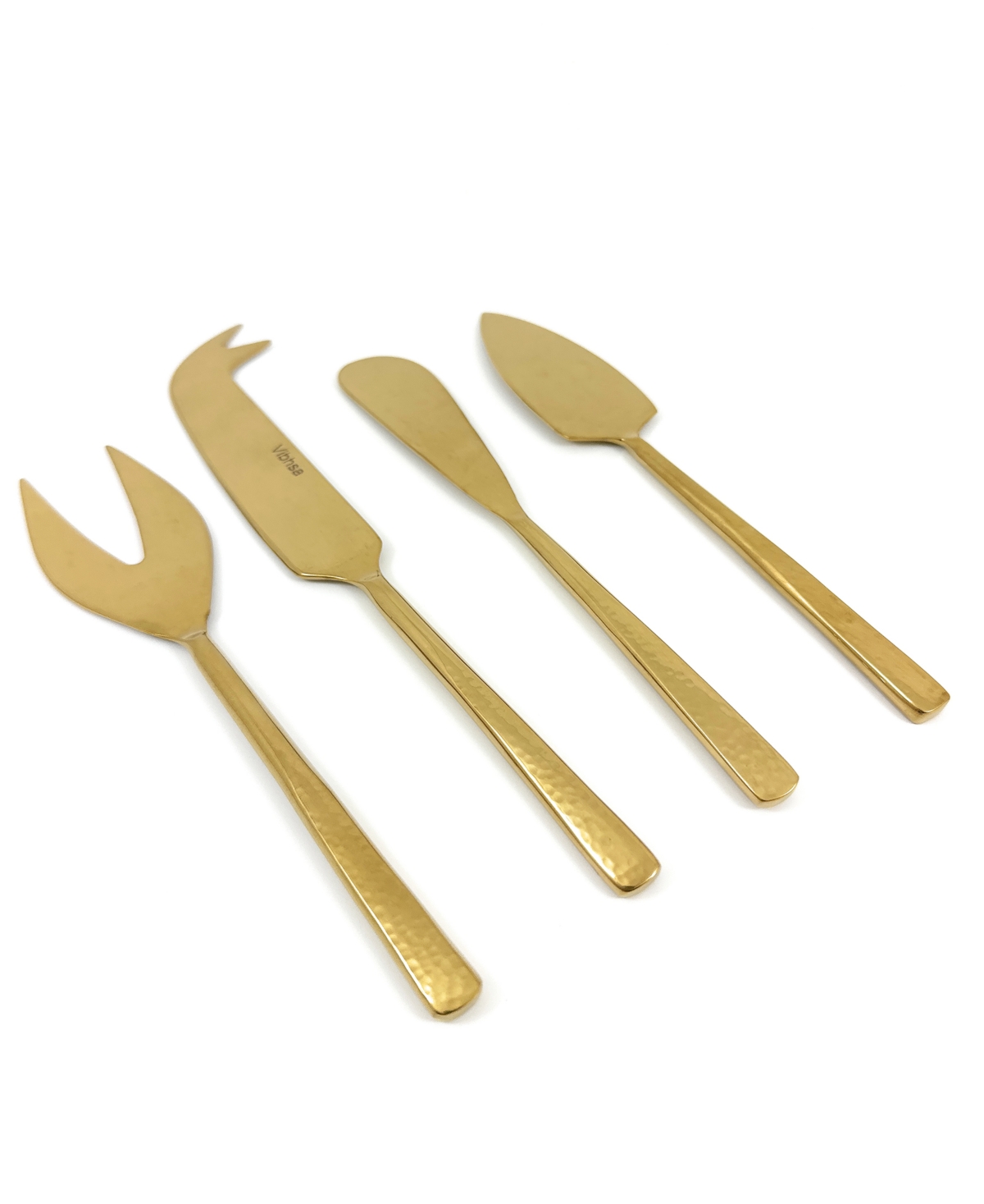 Vibhsa Half Hammered 4-pc. Cheese Knives Set, Serving For 4 In Golden