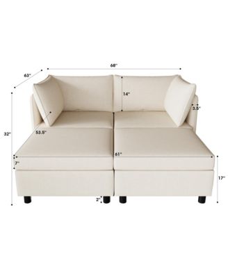 Love Seat Couches, Chaise Longue Mid Century Modern Sofa Couch With Storage for Small Spaces, Living Room, Bedroom