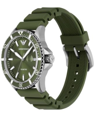 Emporio Armani Men's Sea Explorer Green Silicone Strap Watch 42mm